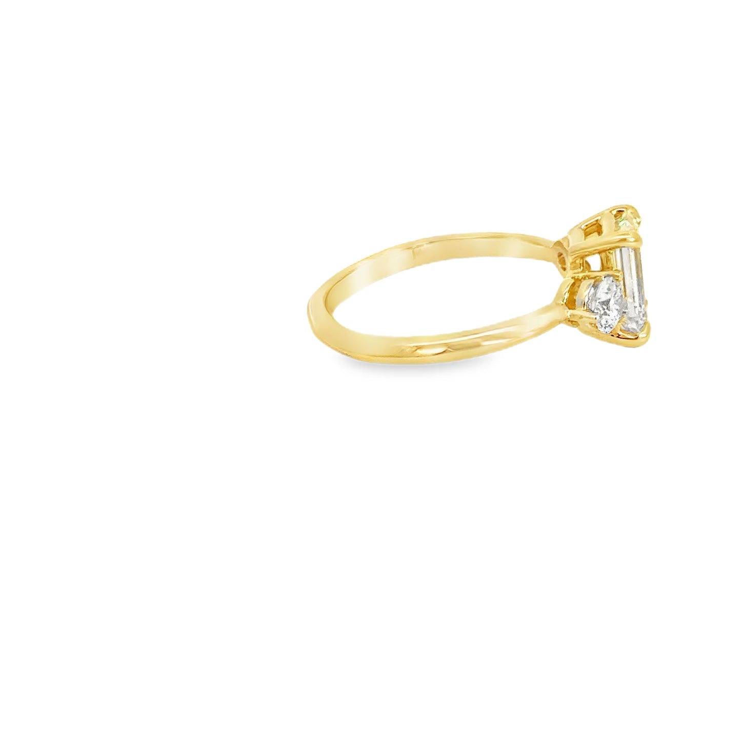 1.6ct Emerald Cut Lab Grown Diamond 3 Stone Engagement Ring