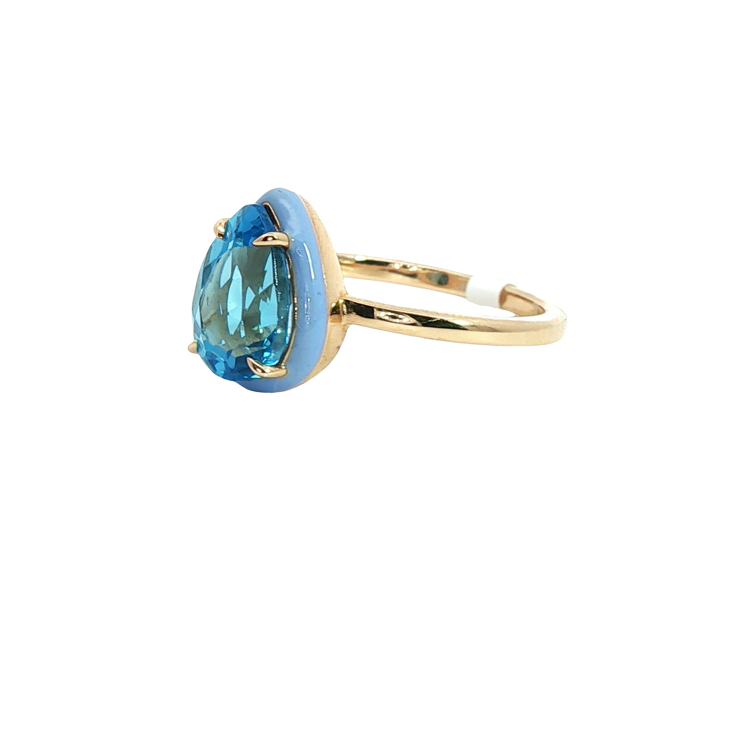 2.6ct Pear-Cut Blue Topaz Enamel Ring