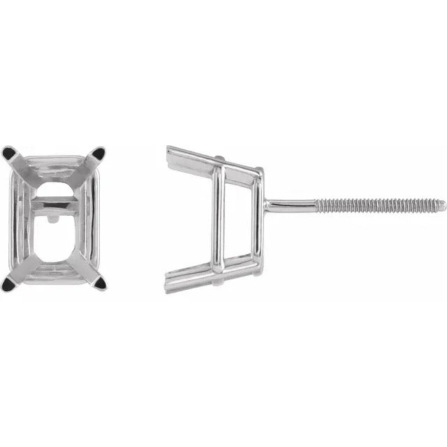 Emerald Cut Earring Setting