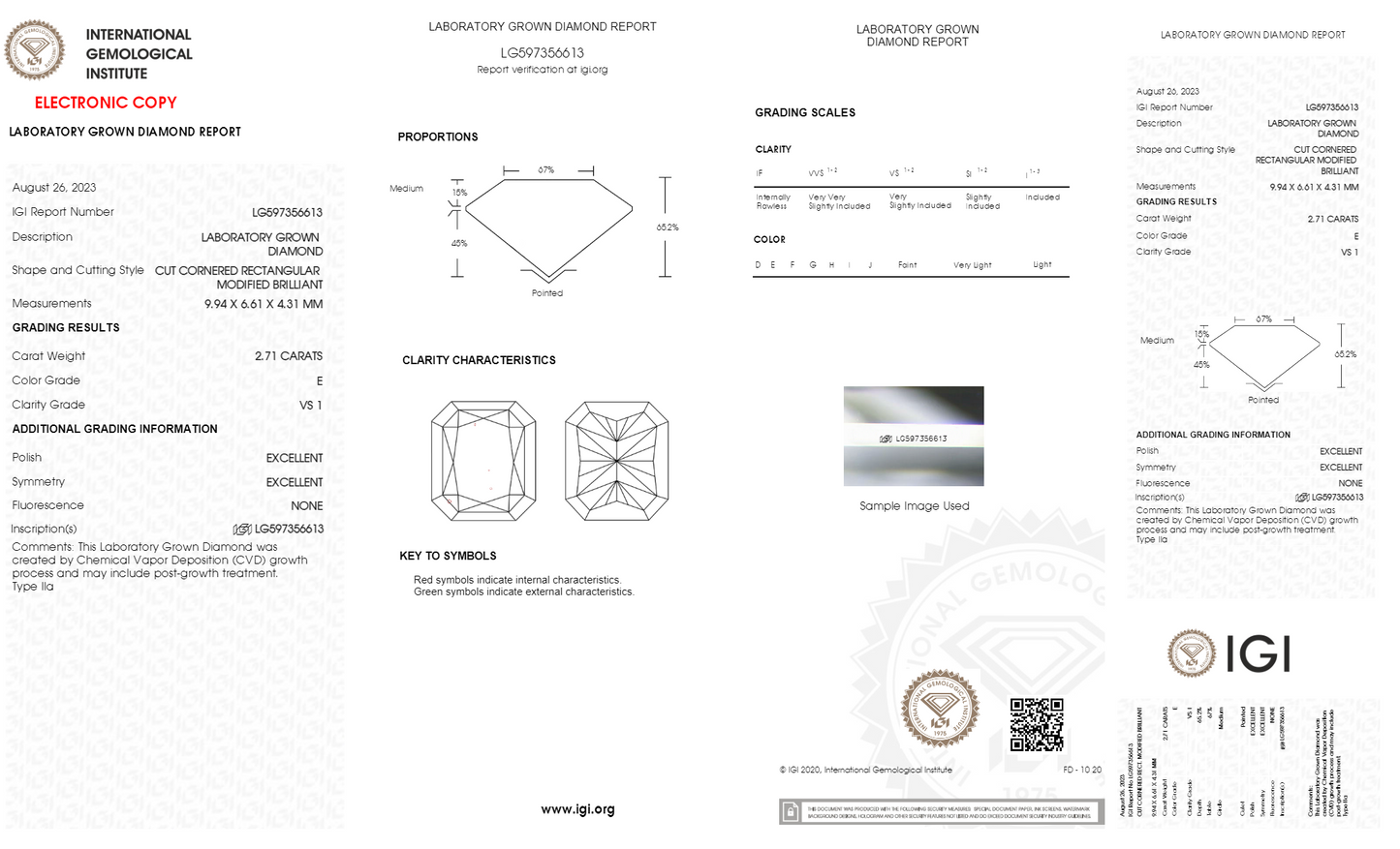 2.71ct E VS1 Radiant Cut Lab Diamond