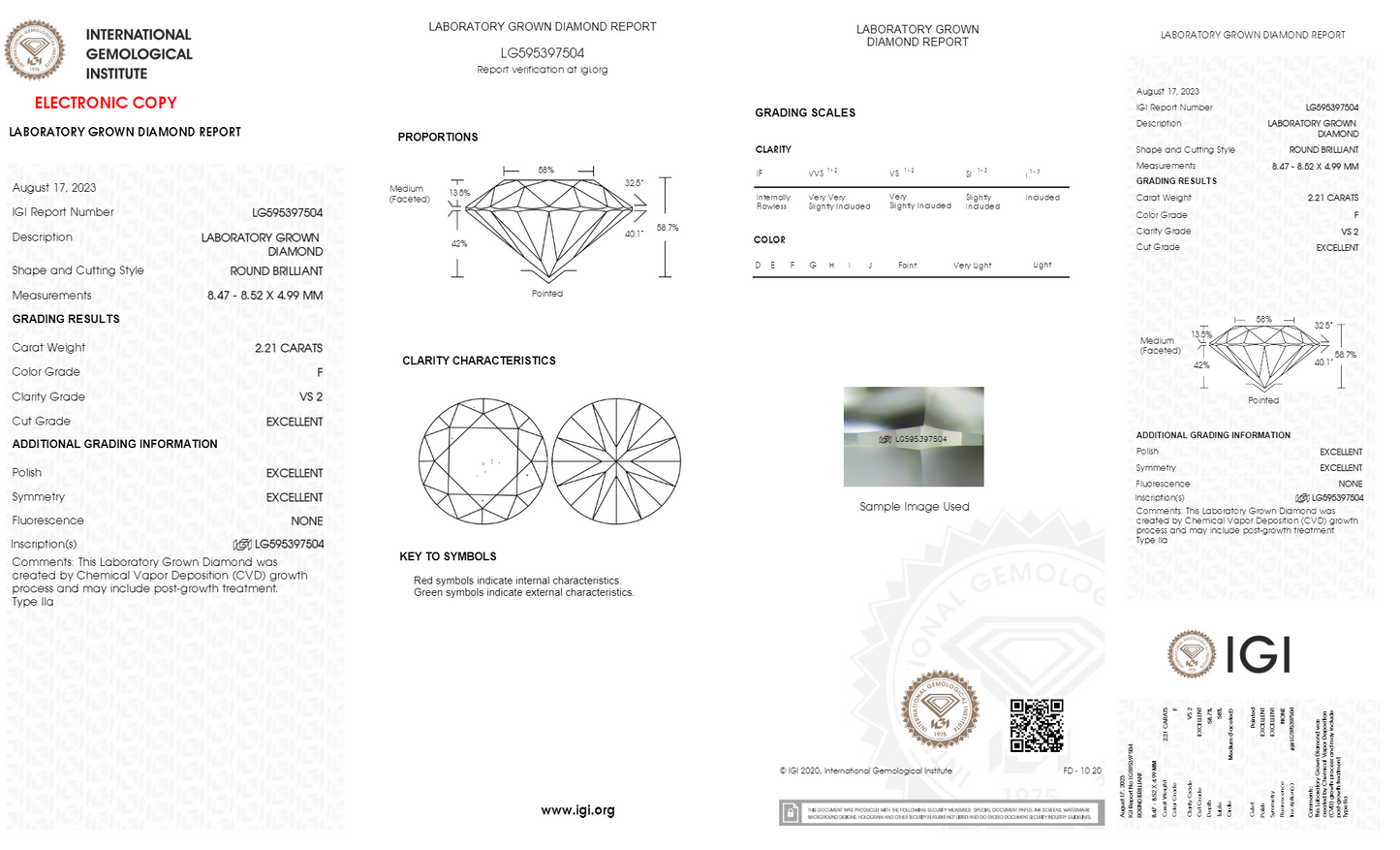 2.21ct F VS2 Round Brilliant Lab Diamond