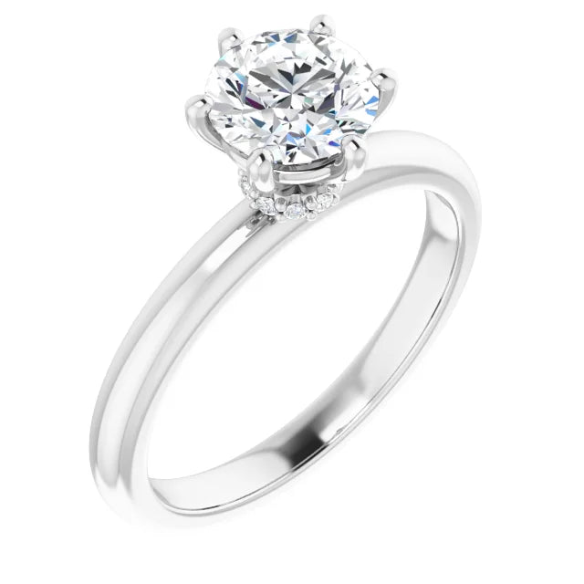 Lily Solitaire Hidden Halo Engagement Ring Setting