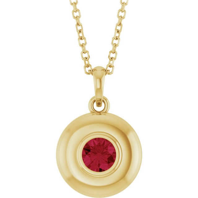 Puffed Solitaire Birthstone Necklace