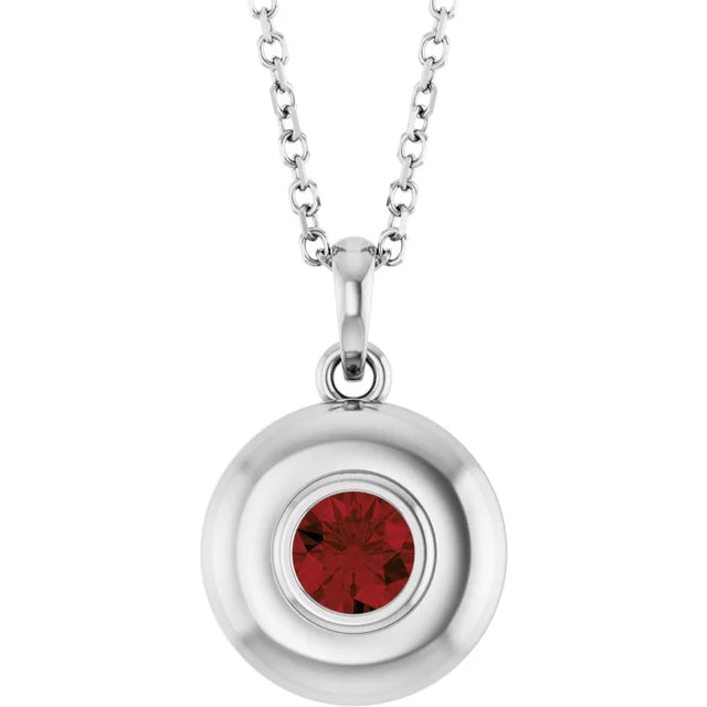 Puffed Solitaire Birthstone Necklace