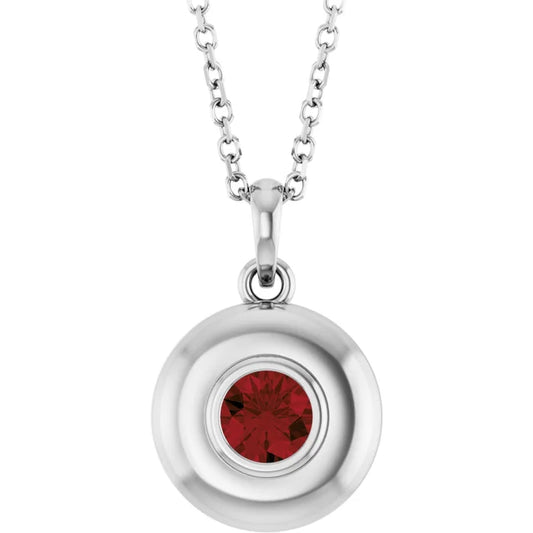 Puffed Solitaire Birthstone Necklace