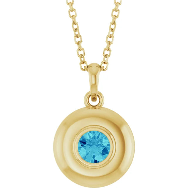 Puffed Solitaire Birthstone Necklace