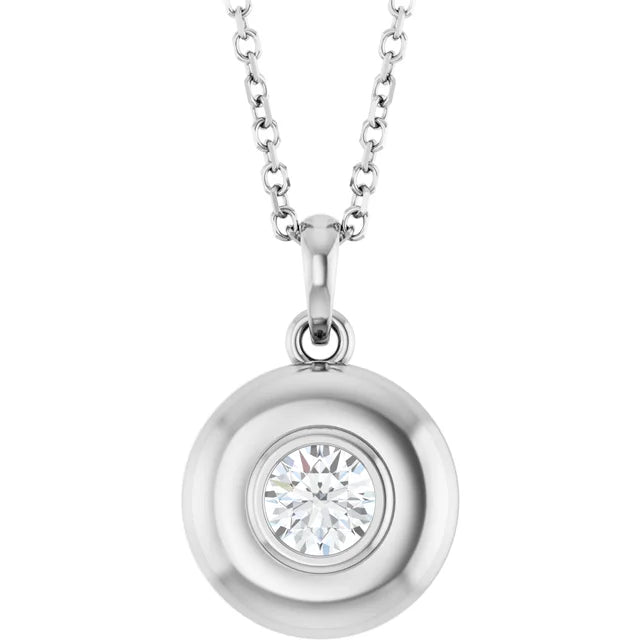 Puffed Solitaire Birthstone Necklace
