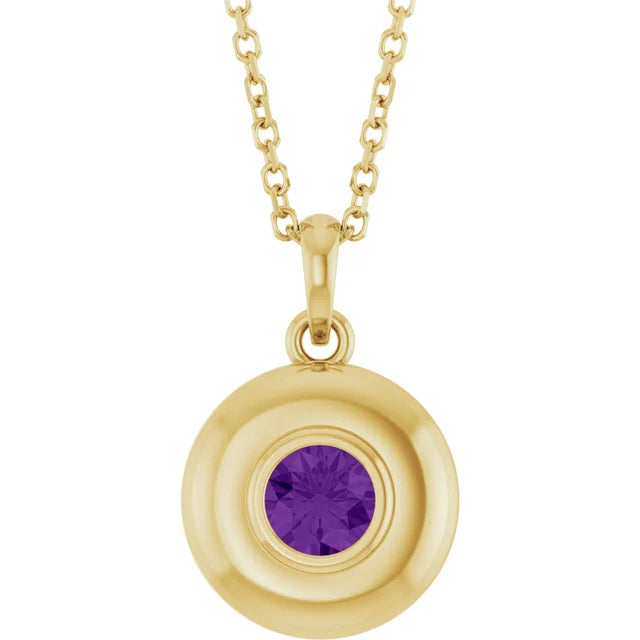 Puffed Solitaire Birthstone Necklace
