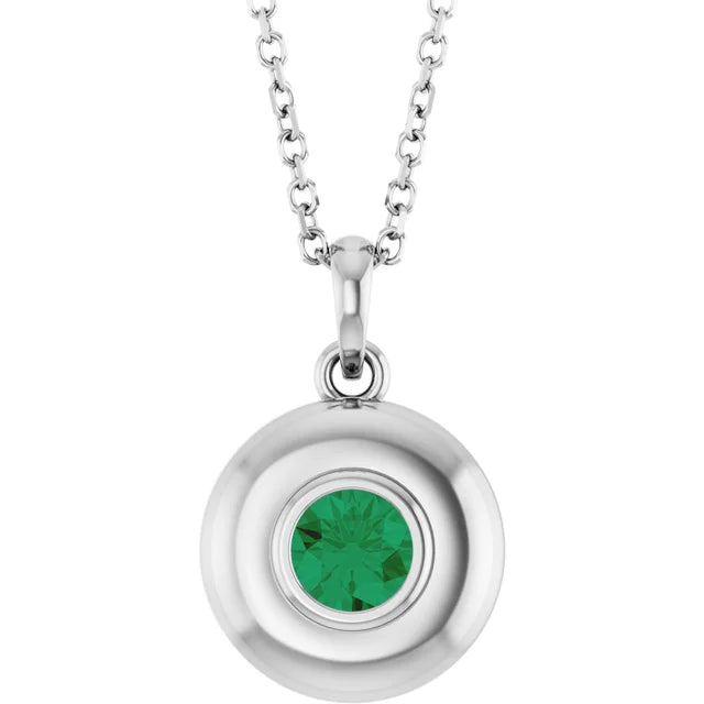 Puffed Solitaire Birthstone Necklace