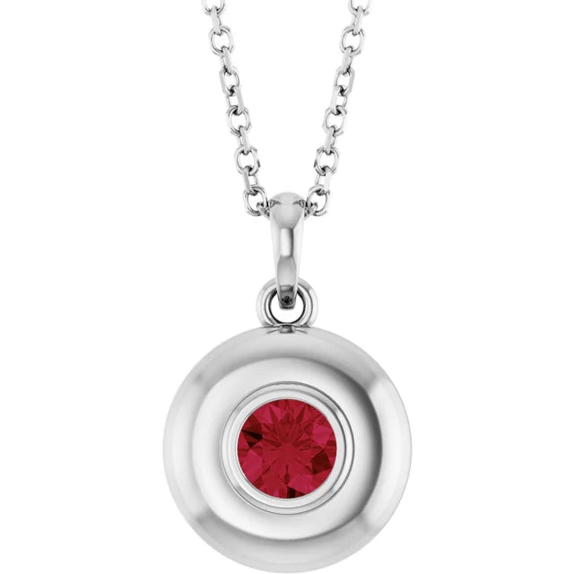 Puffed Solitaire Birthstone Necklace