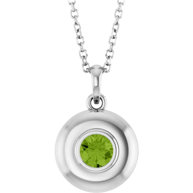 Puffed Solitaire Birthstone Necklace