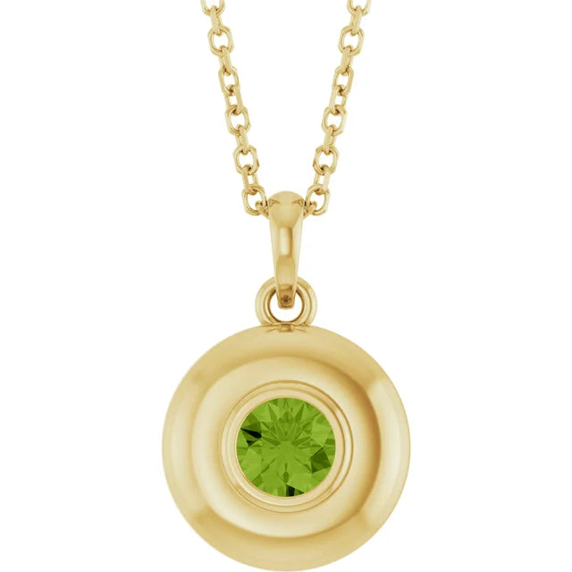 Puffed Solitaire Birthstone Necklace