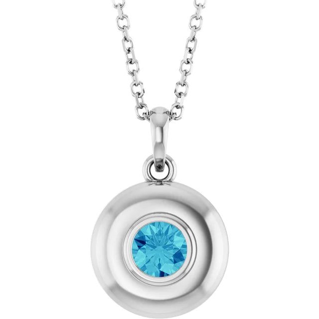 Puffed Solitaire Birthstone Necklace
