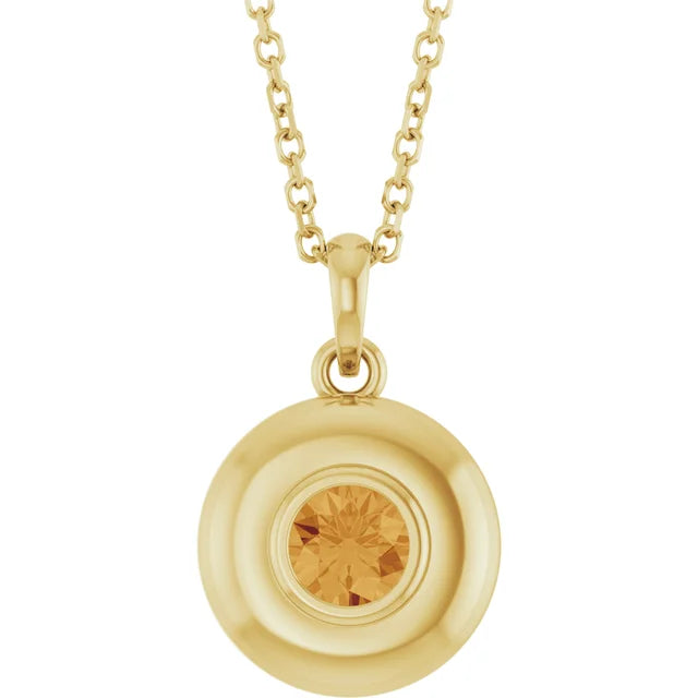 Puffed Solitaire Birthstone Necklace