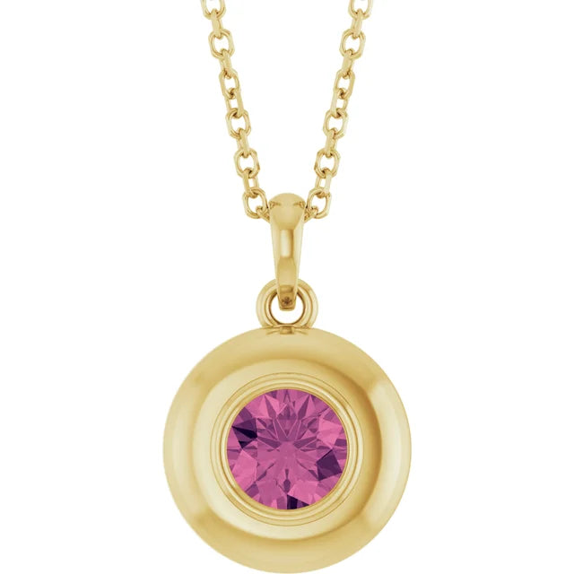 Puffed Solitaire Birthstone Necklace