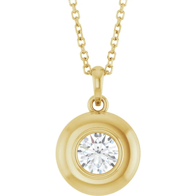 Puffed Solitaire Birthstone Necklace