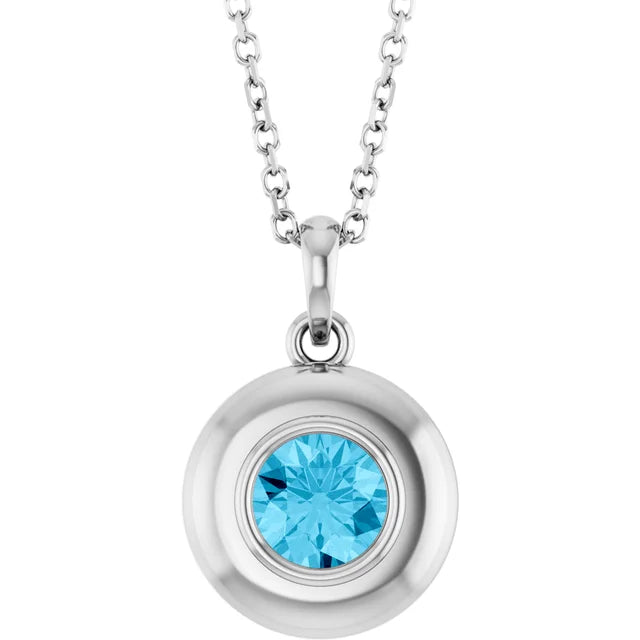 Puffed Solitaire Birthstone Necklace