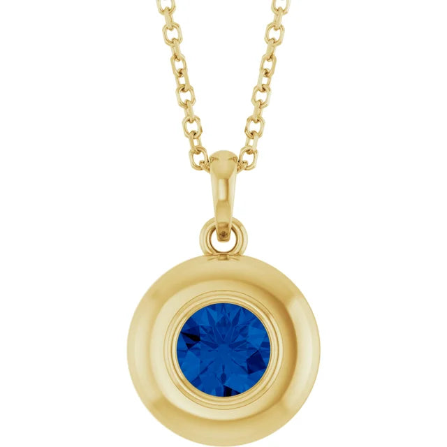 Puffed Solitaire Birthstone Necklace