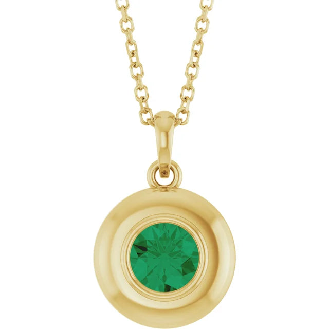 Puffed Solitaire Birthstone Necklace