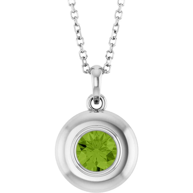 Puffed Solitaire Birthstone Necklace