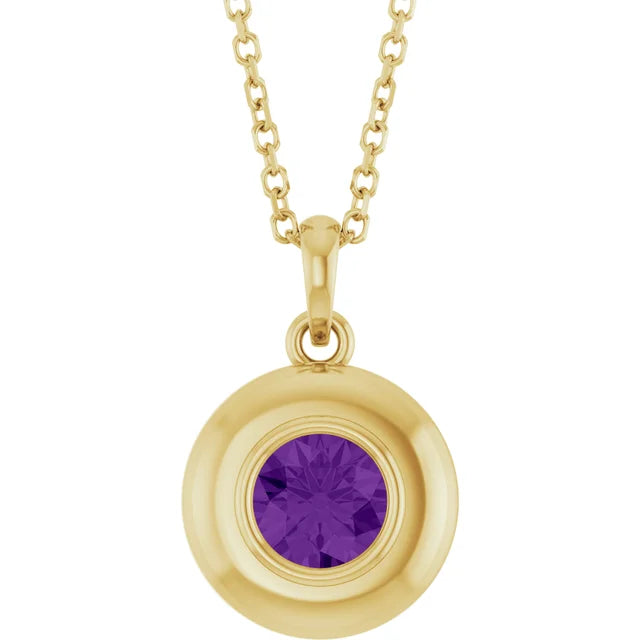 Puffed Solitaire Birthstone Necklace