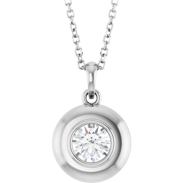 Puffed Solitaire Birthstone Necklace