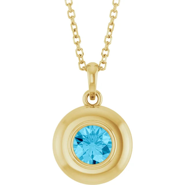 Puffed Solitaire Birthstone Necklace