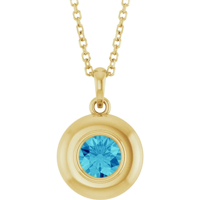 Puffed Solitaire Birthstone Necklace