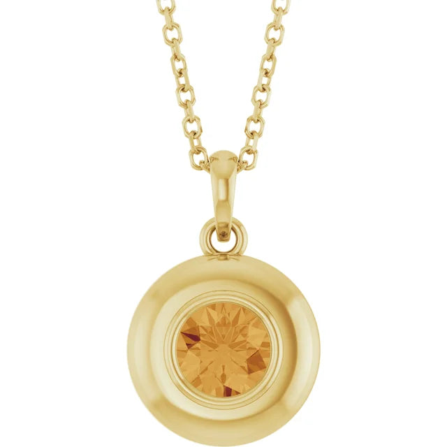 Puffed Solitaire Birthstone Necklace