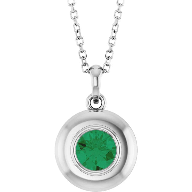 Puffed Solitaire Birthstone Necklace