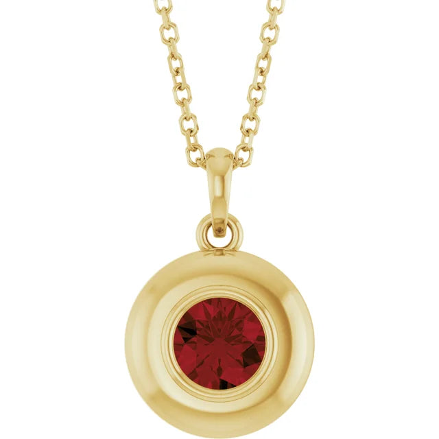 Puffed Solitaire Birthstone Necklace
