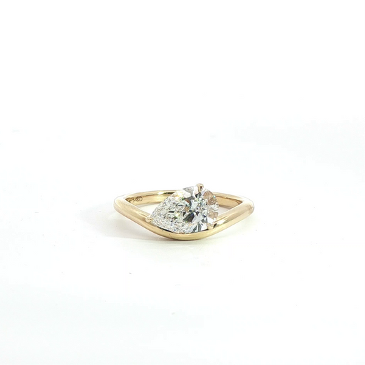 Lab Grown 1.04ct Pear Diamond Wave Ring