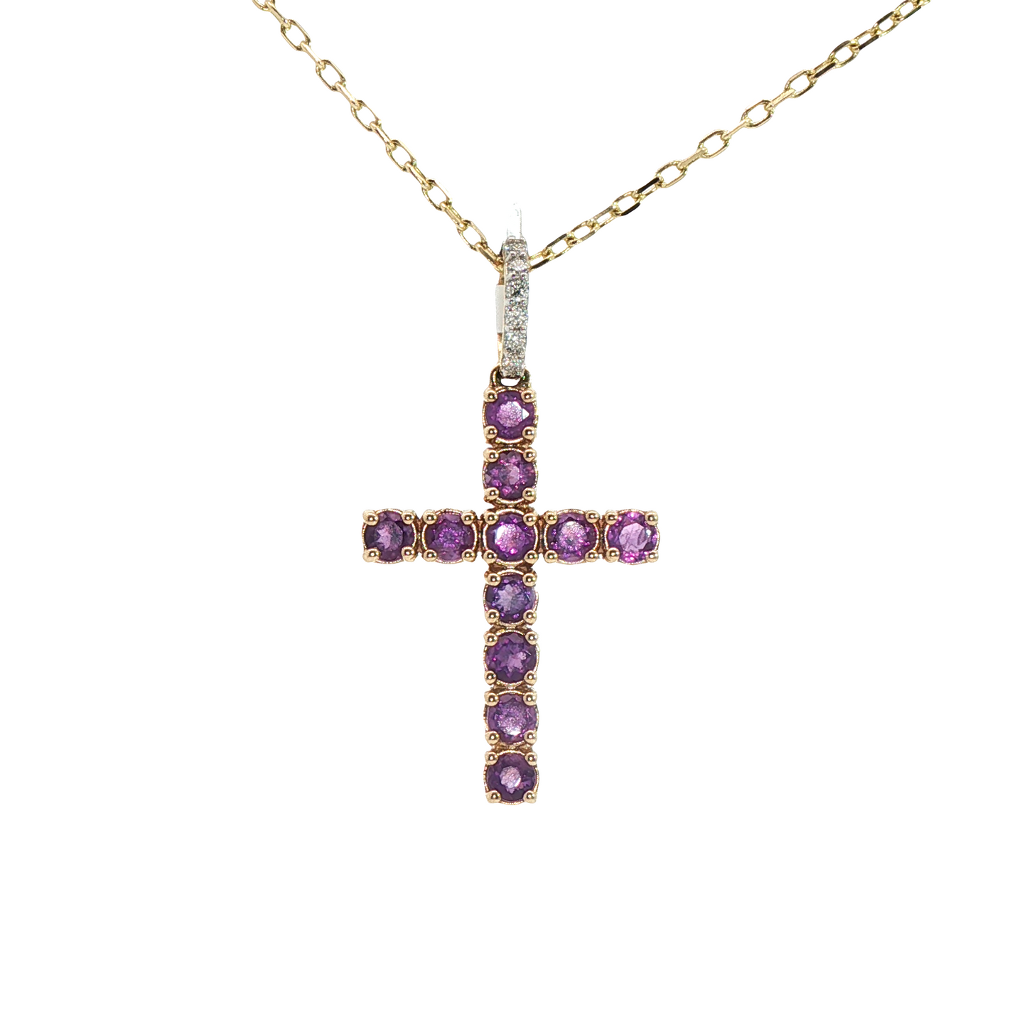 Amethyst and Diamond Cross