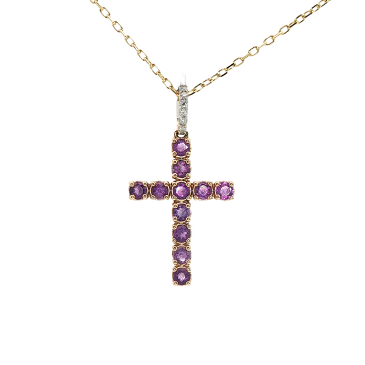Amethyst and Diamond Cross