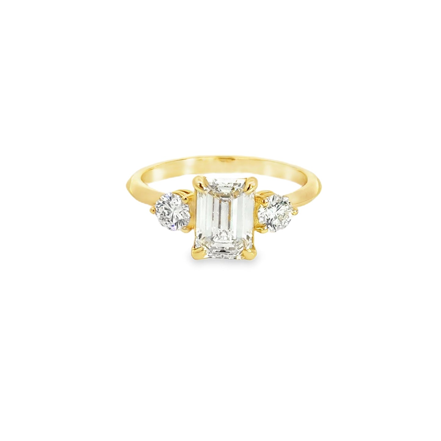 1.6ct Emerald Cut Lab Grown Diamond 3 Stone Engagement Ring