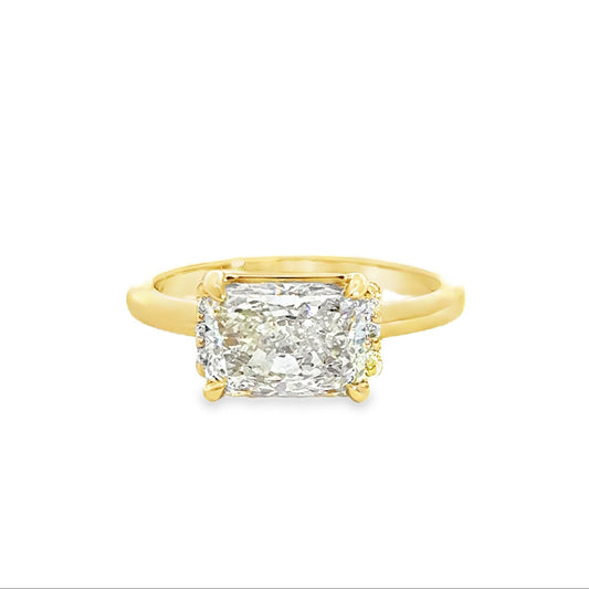 2.6ct East-West Set Radiant Lab Grown Diamond Engagement Ring