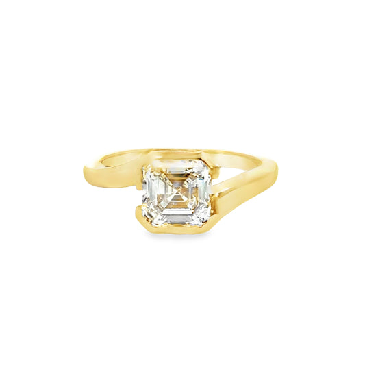 2.1ct Asscher Lab Grown Diamond Bezel Set Engagement Ring