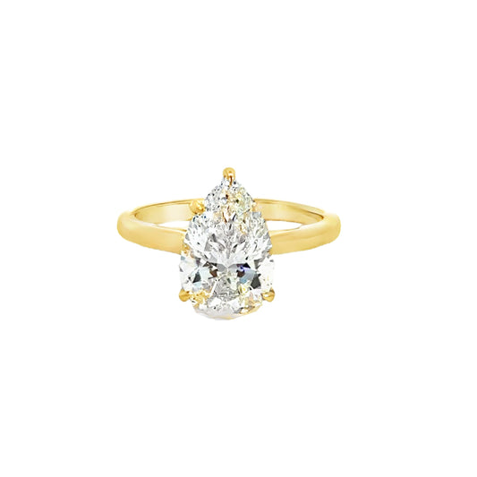 3.08ct Pear Cut Lab Diamond Solitaire Engagement Ring