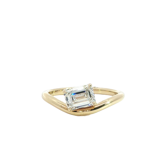 Lab Grown 1.01ct Emerald Cut Diamond Wave Ring
