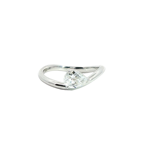 Lab Grown 0.65ct Pear Diamond Wave Ring