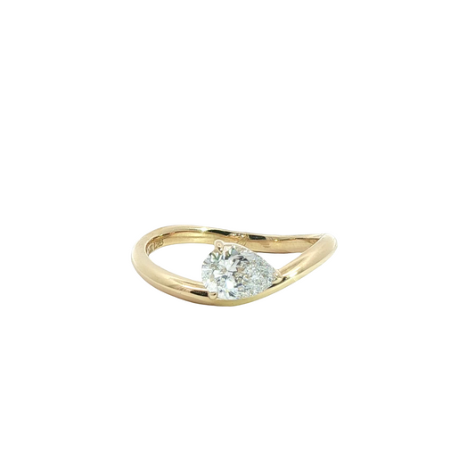 Lab Grown 0.65ct Pear Diamond Wave Ring