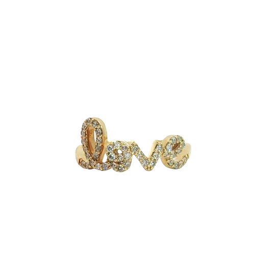 Diamond Pavé Love Script Ring