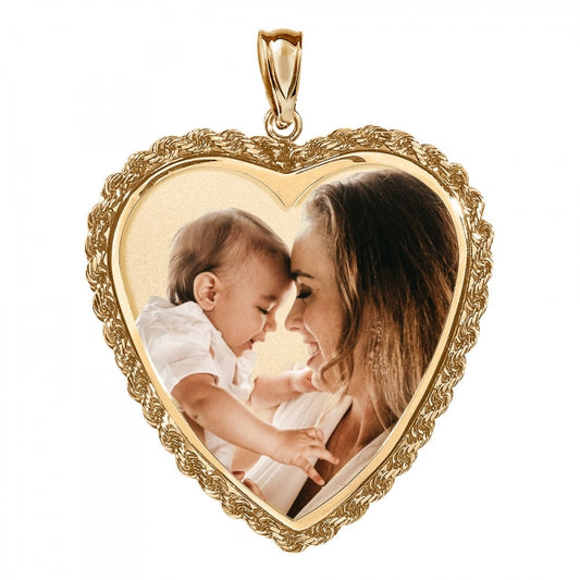 14k Rope Heart Picture Pendant