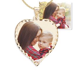 Heart Diamond Cut Photo Pendant