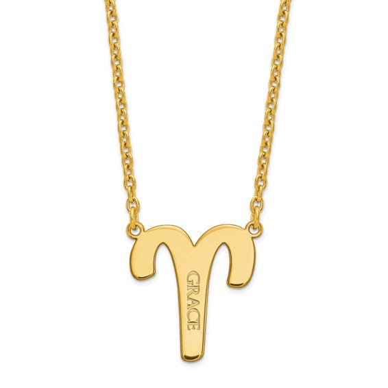 Zodiac Sign Name Necklace 14k