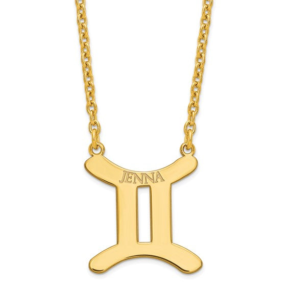 Zodiac Sign Name Necklace 14k