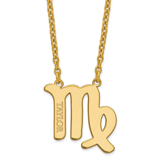 Zodiac Sign Name Necklace 14k