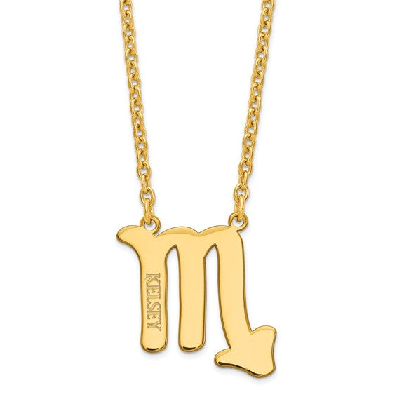 Zodiac Sign Name Necklace 14k