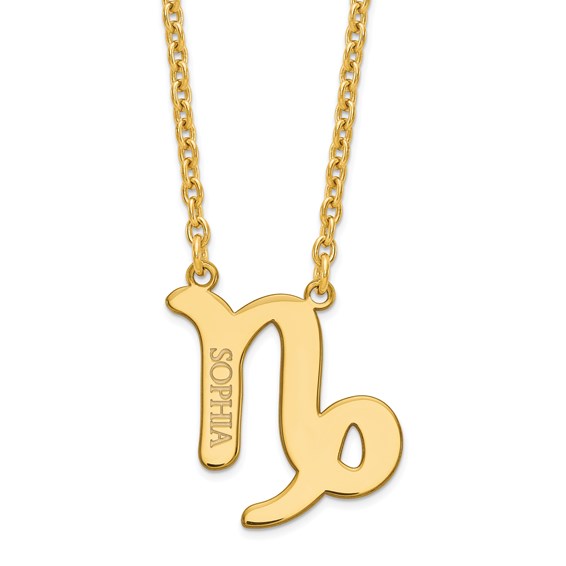 Zodiac Sign Name Necklace 14k