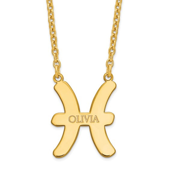 Zodiac Sign Name Necklace 14k